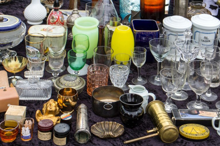 collection of cups and glasses clutter