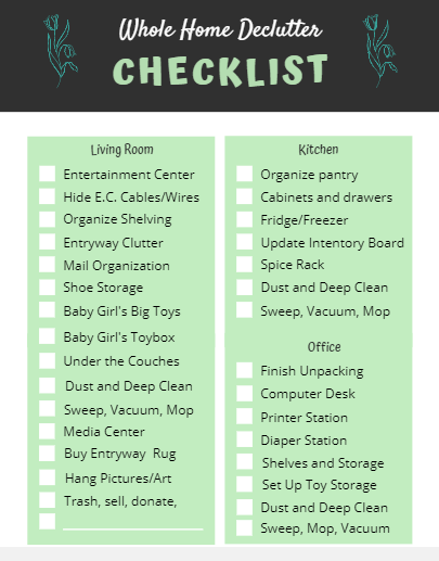 how to declutter checklist living room kitchen office
