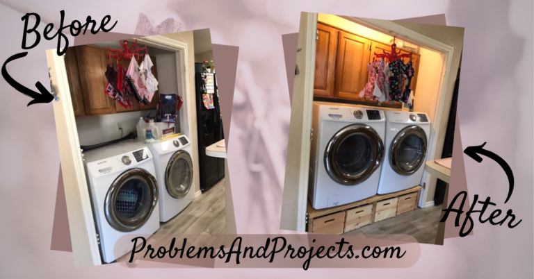 DIY washer dryer stand before and after
