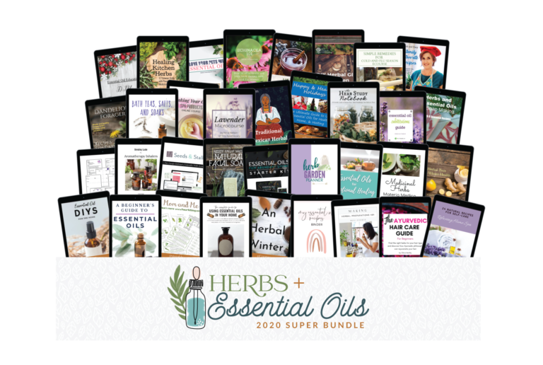 Herbs and essential oils bundle in a box